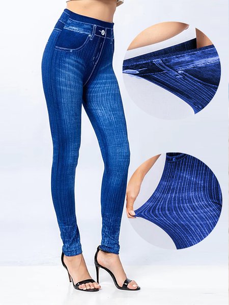 

Tight Geometric Casual Leggings, Blue, Leggings