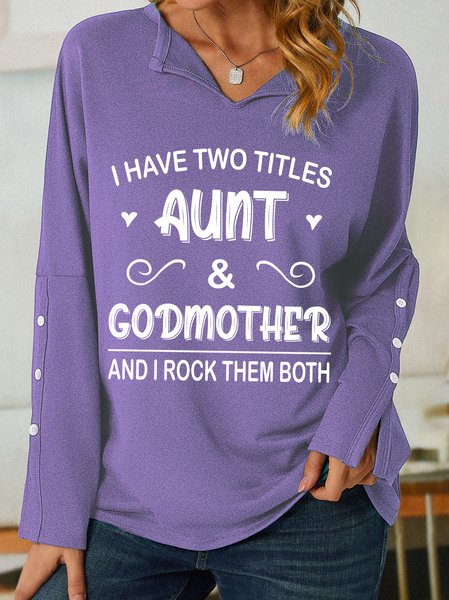 

Lilicloth X Hynek Rajtr I Have Two Titles Aunt And Godmother And I Rock Them Both Women's Shawl Collar Sweatshirt, Purple, Hoodies&Sweatshirts