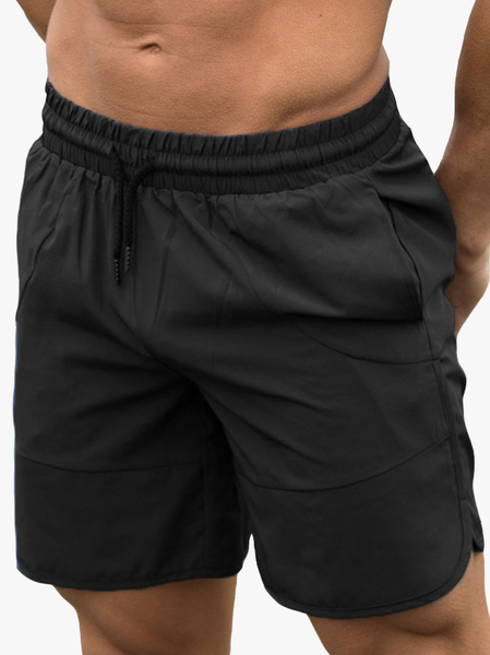 

Straight Waist Casual Shorts, Black, Shorts