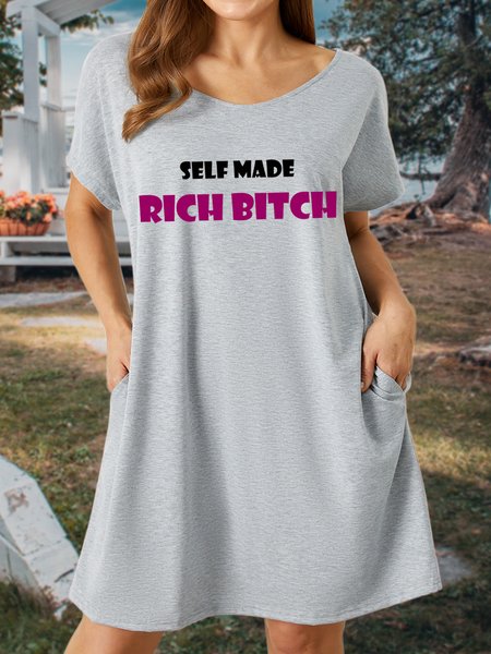 

Lilicloth x Iqs Self Made Rich Bitch Women's V Neck Dress, Gray, Dresses
