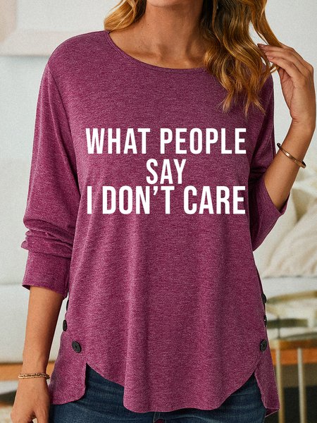 

Lilicloth X Zahra What People Say I Don't Care Women's Long Sleeve T-Shirt, Wine red, Long sleeves
