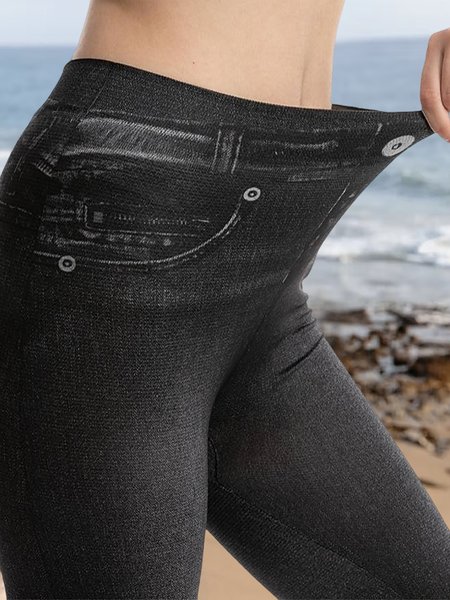

Geometric Casual Tight Leggings, Black, Leggings
