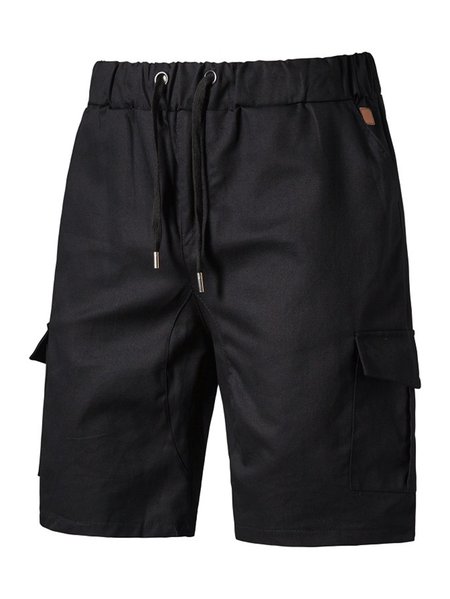 

Multi-Pocket Cargo Straight Waist Casual Shorts, Black, Shorts