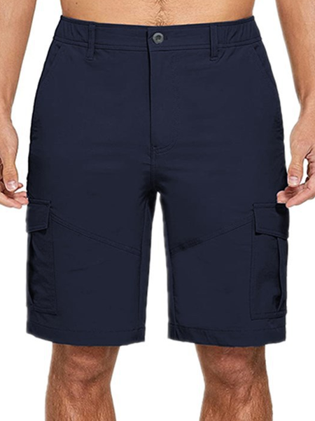 

Multi-Pocket Straight Waist Casual Shorts, Navy blue, Shorts