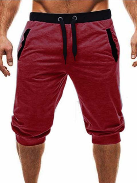 

Plain Straight Waist Casual Shorts, Wine red, Shorts