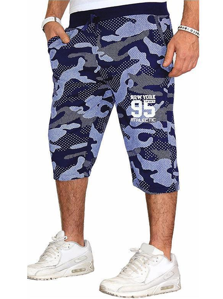 

Fashion camouflage sports Casual Pants five-point Pants, Navy blue, Shorts