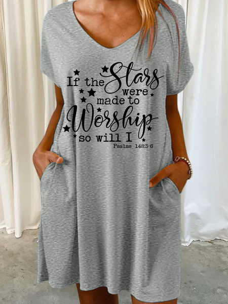 

Women‘s Christian If The Stars Were Made To Worship Casual Loose Dress, Gray, Dresses