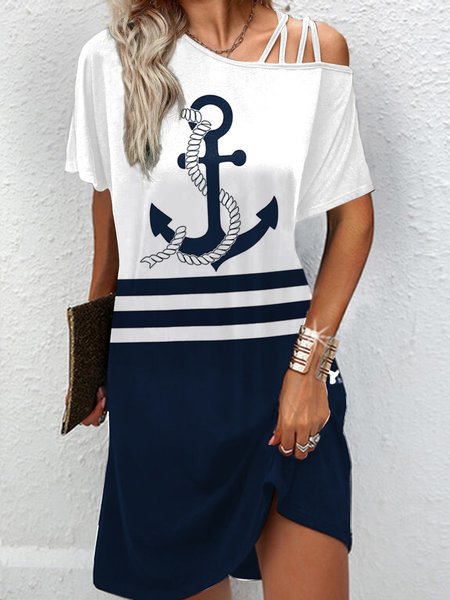 

Casual Loose Asymmetrical Dress, Navy blue, Dresses