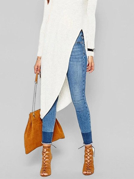 

Simple Tight Plain Jeans, Blue, Jeans