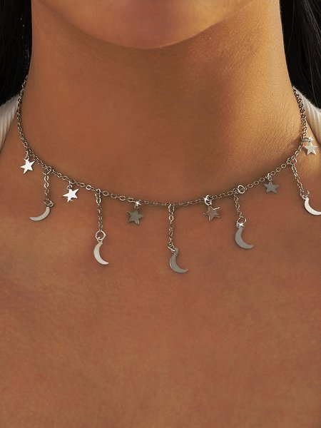 

Silver Moon Tassel Necklace Everyday Commuter Party Holiday Jewelry, Necklaces