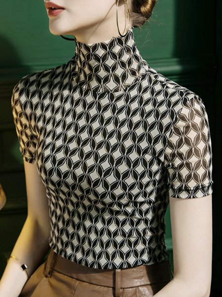 

Urban Geometric Turtleneck Regular Fit T-Shirt, Black, Tees