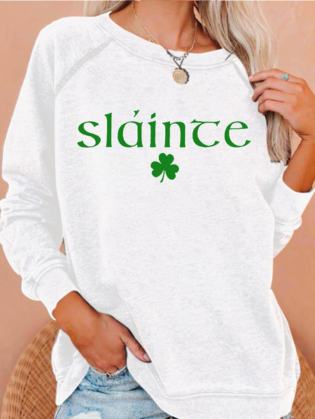 

Women's Slainte St. Patrick's Day Print Sweatshirt, White, Hoodies&Sweatshirts