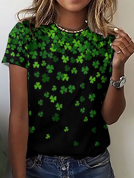 

Women's Crew Neck Saint Patrick’s Day Casual Regular Fit T-Shirt, Green, T-shirts