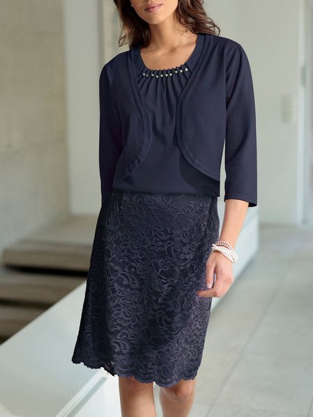 

Knitted Urban Plain Two-Piece Set, Dark blue, Formal Dresses