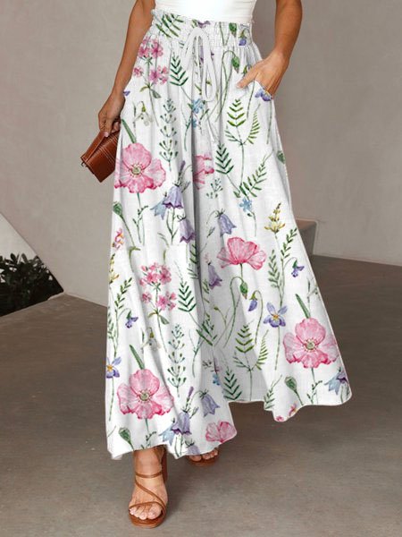 

Casual Loose Floral Pants, Multicolor, Pants