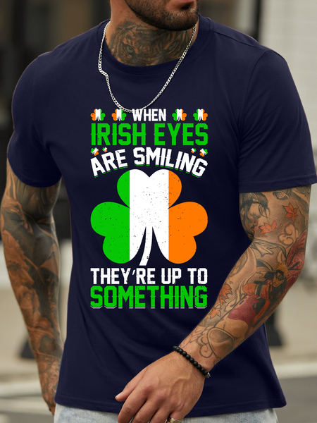 

Lilicloth X Abu St. Patrick Day When Irish Eyes Are Smiling They're Up To Somthing Men's T-Shirt, Deep blue, T-shirts