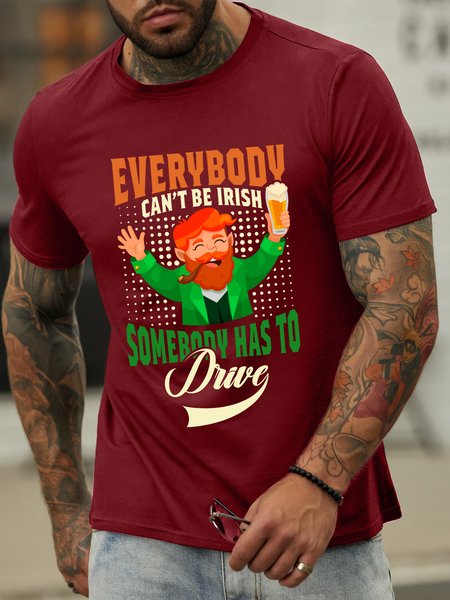 

Lilicloth X Jessanjony St. Patrick's Day Everybody Can't Be Irish Somebody Has To Drive Men's T-Shirt, Red, T-shirts