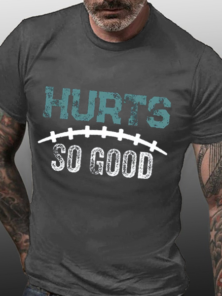 

Men’s Hurts So Good Football Casual Loose T-Shirt, Deep gray, T-shirts