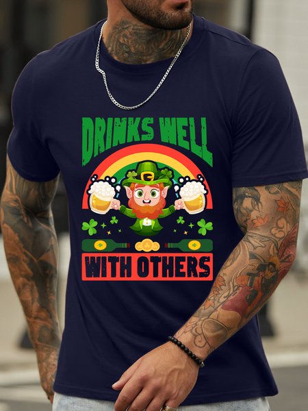 

Lilicloth X Jessanjony St. Patrick's Day Drinks Well with Others Men's T-Shirt, Deep blue, T-shirts