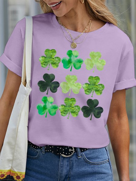 

Women's St. Patrick's Day Cotton Casual T-Shirt, Purple, T-shirts