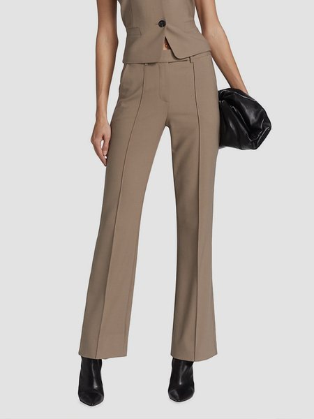 

Daily Elegant Plain Regular Fit Fashion Pants, Coffee, Pants