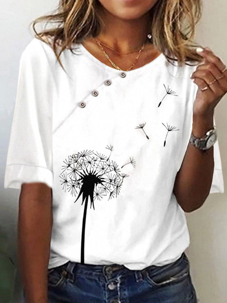 

Casual Regular Fit Dandelion T-Shirt, White, T-Shirts