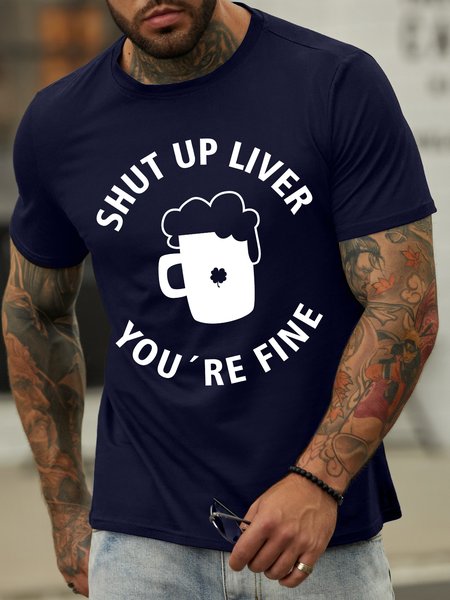 

Lilicloth X Hynek Rajtr St. Patrick Day Shut Up Liver You're Fine Men's T-Shirt, Deep blue, T-shirts