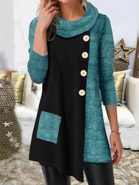 

Casual Buttoned Irregularcraftsmanship Shirt & Top, Black, Tunics