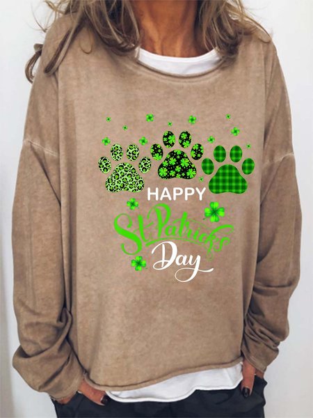 

Women’s Happy St.Patrick’s Day Casual Crew Neck Sweatshirt, Khaki, Hoodies&Sweatshirts