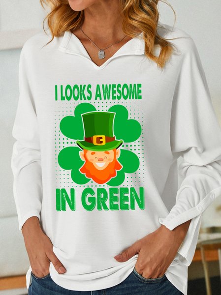 

Lilicloth X Jessanjony St. Patrick's Day I Looks Awesome In Green Shawl Collar Sweatshirt, White, Hoodies&Sweatshirts