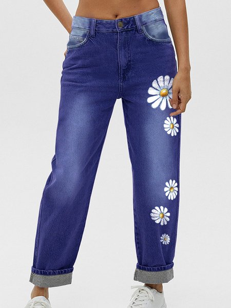 

Women‘s Daisy Denim Casual Loose Jeans, Blue, Jeans