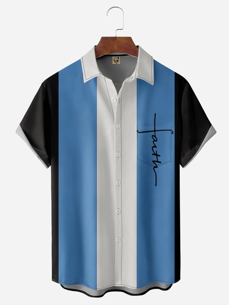 

Easter Cross Chest Pocket Short Sleeves Casual Shirts, Black, Men Shirts