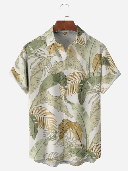 

Palm Tree Chest Pocket Short Sleeve Hawaiian Shirt, Green, Men Shirts