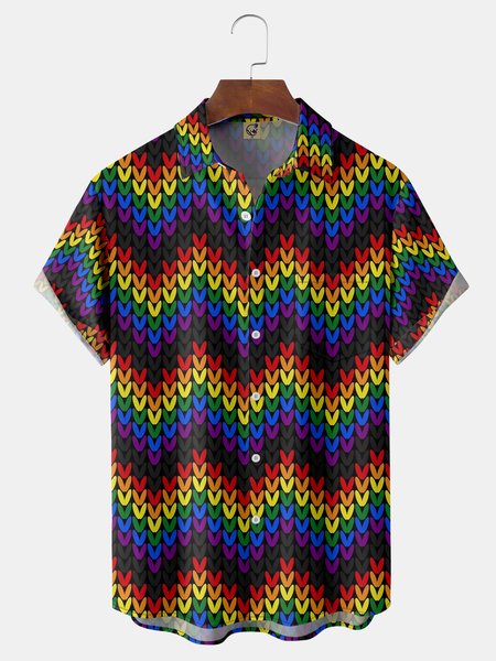 

LGBT Chest Pocket Short Sleeve Casual Shirt, Black, Men Shirts