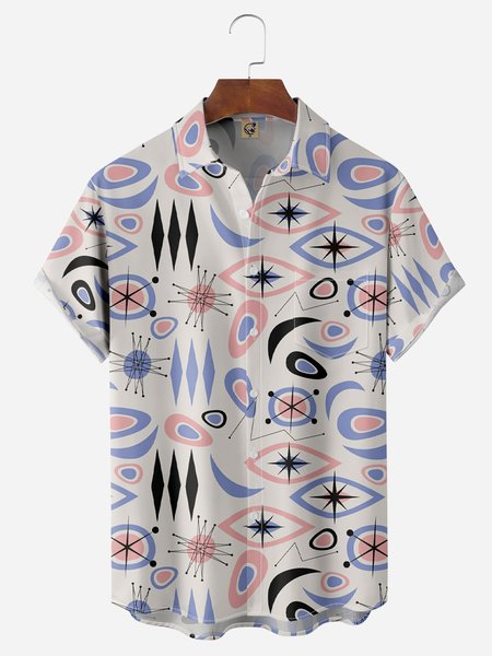 

Mid Century Chest Pocket Short Sleeve Casual Shirt, Lavender, Men Shirts