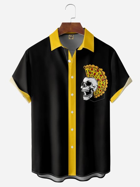 

Cinco de Mayo Chest Pocket Short Sleeve Casual Shirt, Black, Men Shirts