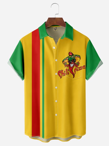 

Cinco de Mayo Chest Pocket Short Sleeve Casual Shirt, Yellow, Men Shirts