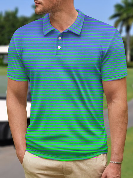

Geometric Button Short Sleeve Golf Polo Shirt, Purple, Polo Shirts