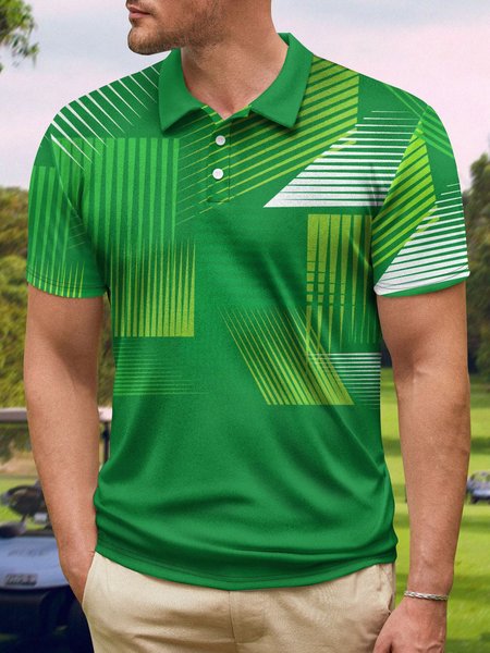

Ombre Abstract Geometric Button Short Sleeve Golf Polo Shirt, Green, Polo Shirts