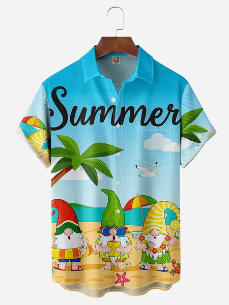 

Midget Chest Pocket Short Sleeve Hawaiian Shirt, Blue, Men Shirts