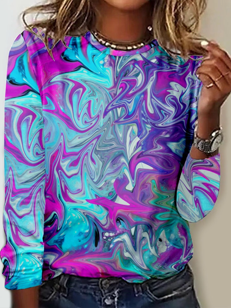 

Lilicloth X Paula Women's Paint Pour Glow Women's Long Sleeve Top, Light blue, Long sleeves