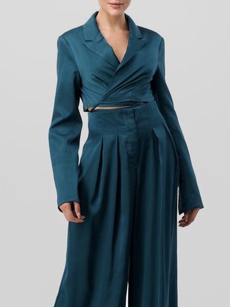 

Long sleeve Regular Fit Elegant Lapel Collar Blazer, Blue, Blazers