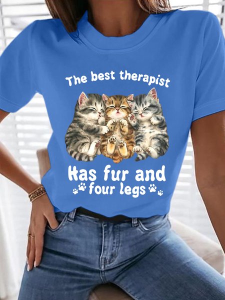 

Women's The Best Therapist Has Fur And Four Legs T-Shirt, Blue, T-shirts
