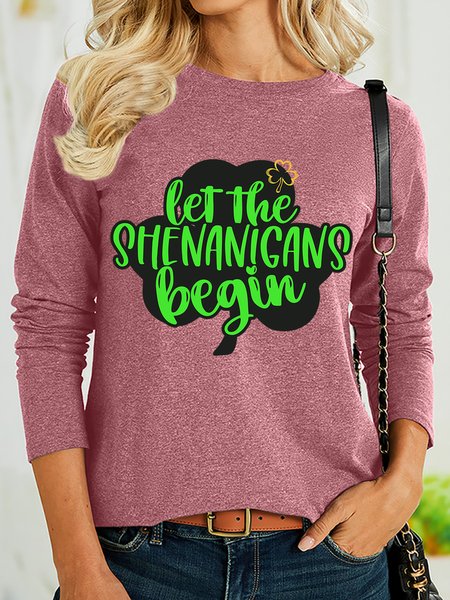 

Lilicloth X Paula St Patricks Day Let The Shenanigans Begin Women's Long Sleeve Top, Pink, Long sleeves