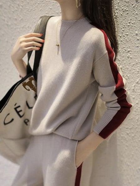 

Daily Long sleeve Crew Neck Urban Sweater, Apricot, Pullovers