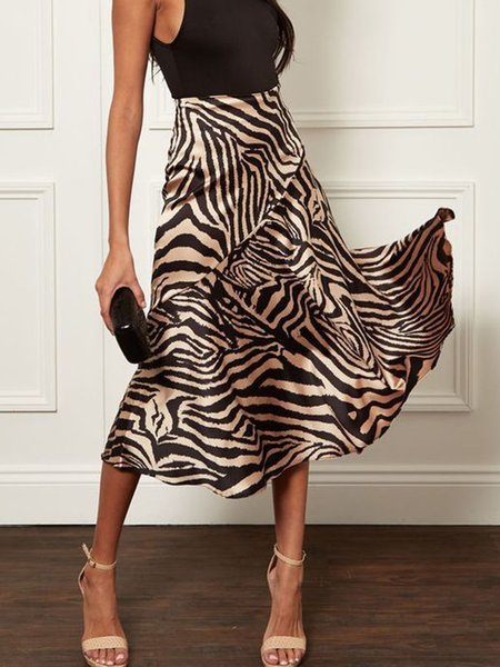 

Leopard Elegant No Elasticity Regular Size Skirt, As picture, Skirts