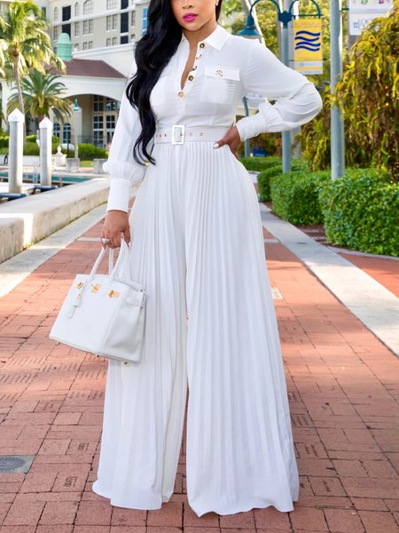 

Regular Fit Urban Long Sleeve Jumpsuit, White, Jumpsuits