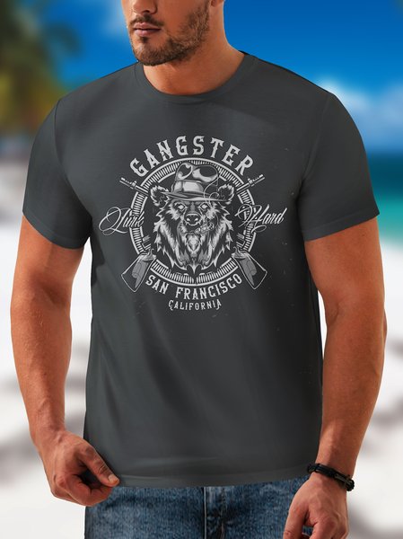 

Wolf Crew Neck Casual T-Shirt, Deep blue, Men's t-shirts