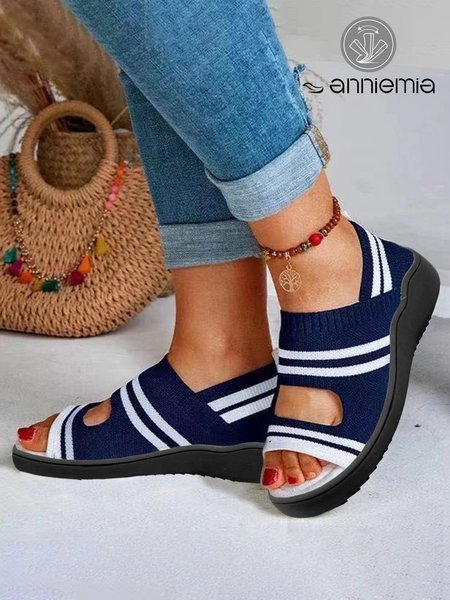 

Comfort Soft Sole Gray Flyweave Sandals, Blue, Sandals