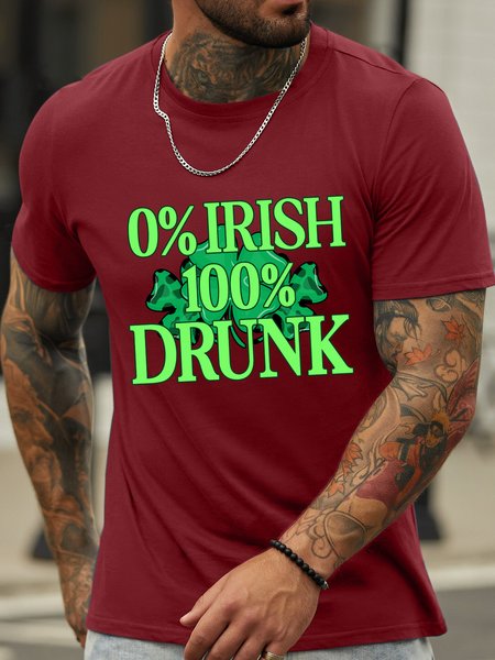 

Lilicloth X Paula St Patricks Day 100 Percent Drunk Men's T-Shirt, Red, T-shirts